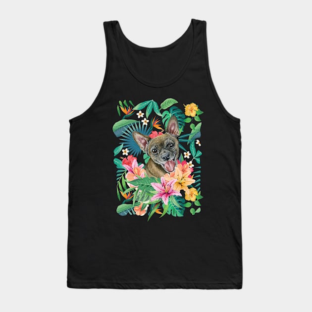 Tropical Short Haired Black Sable Fawn Chihuahua Tank Top by LulululuPainting